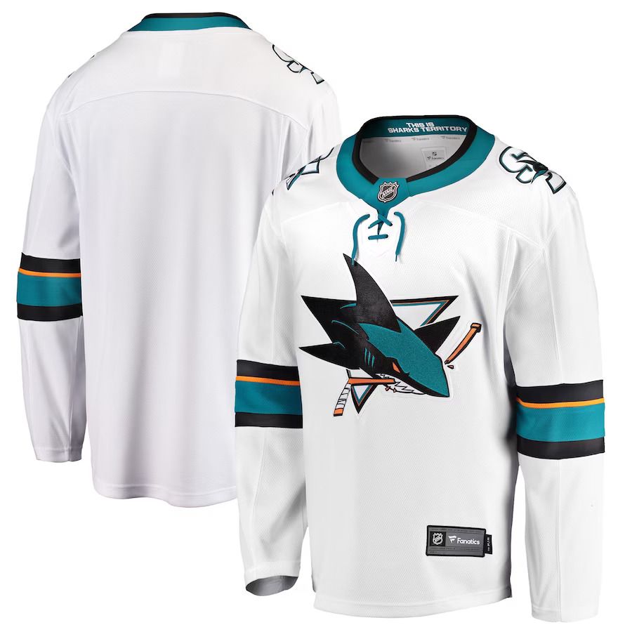 Men San Jose Sharks Fanatics Branded White Breakaway Away NHL Jersey